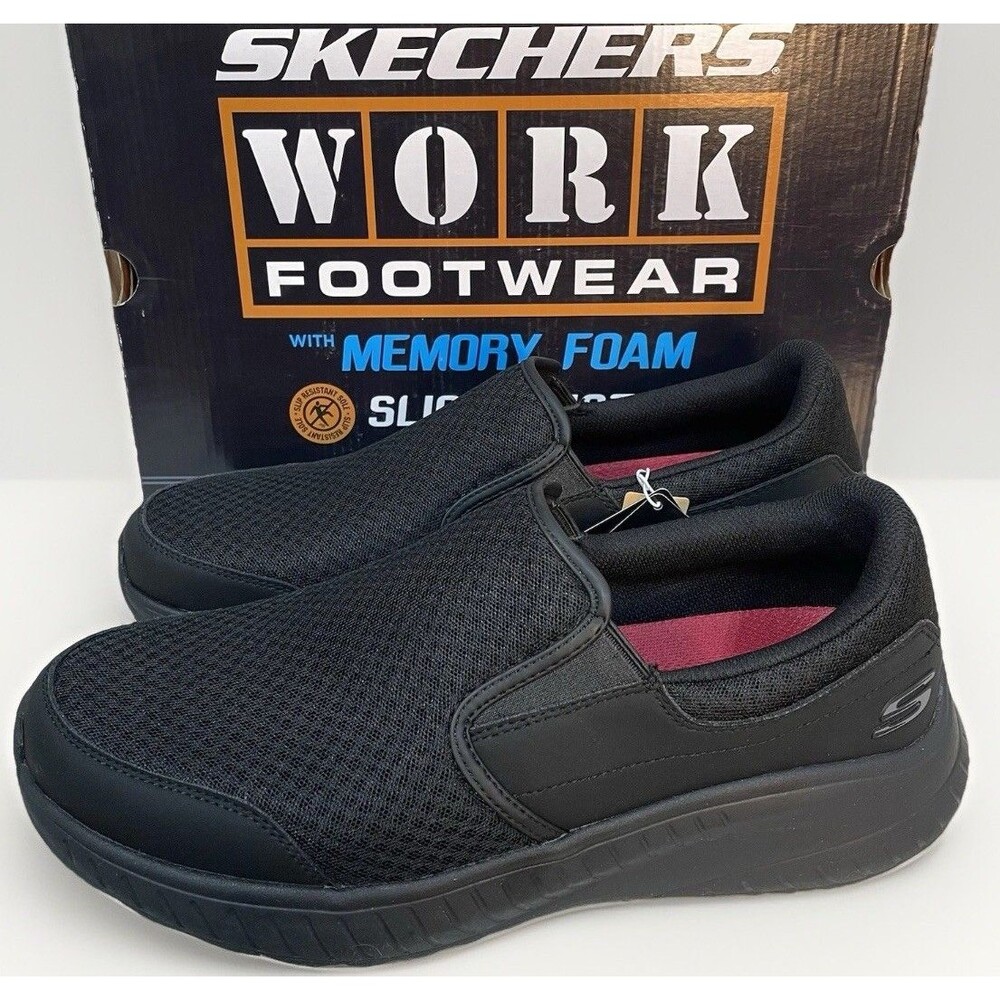 Skechers Shoes Men 12 Black Work SlipOn Slip Resistant Soft Memory Foam 200273